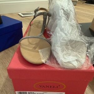 NEW! Vaneli Women's Tan and Silver Sandals